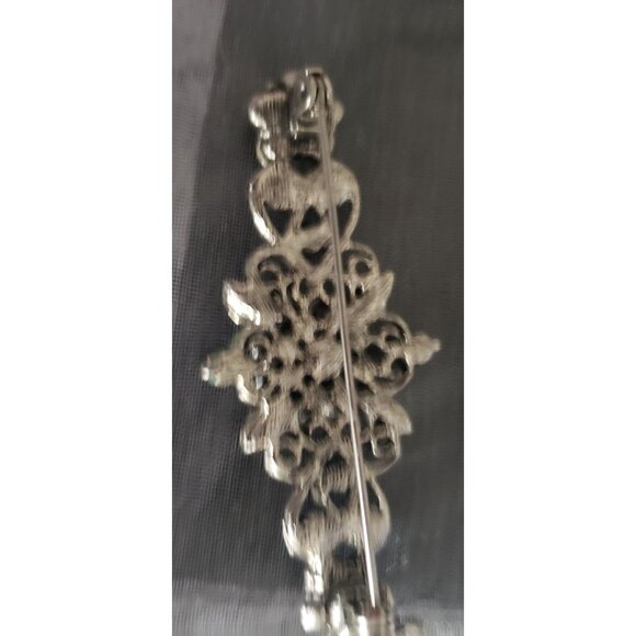 Vintage Sarah Coventry Silver Tone Black Rhinestone Brooch & Bonus Brooch - Picture 10 of 14